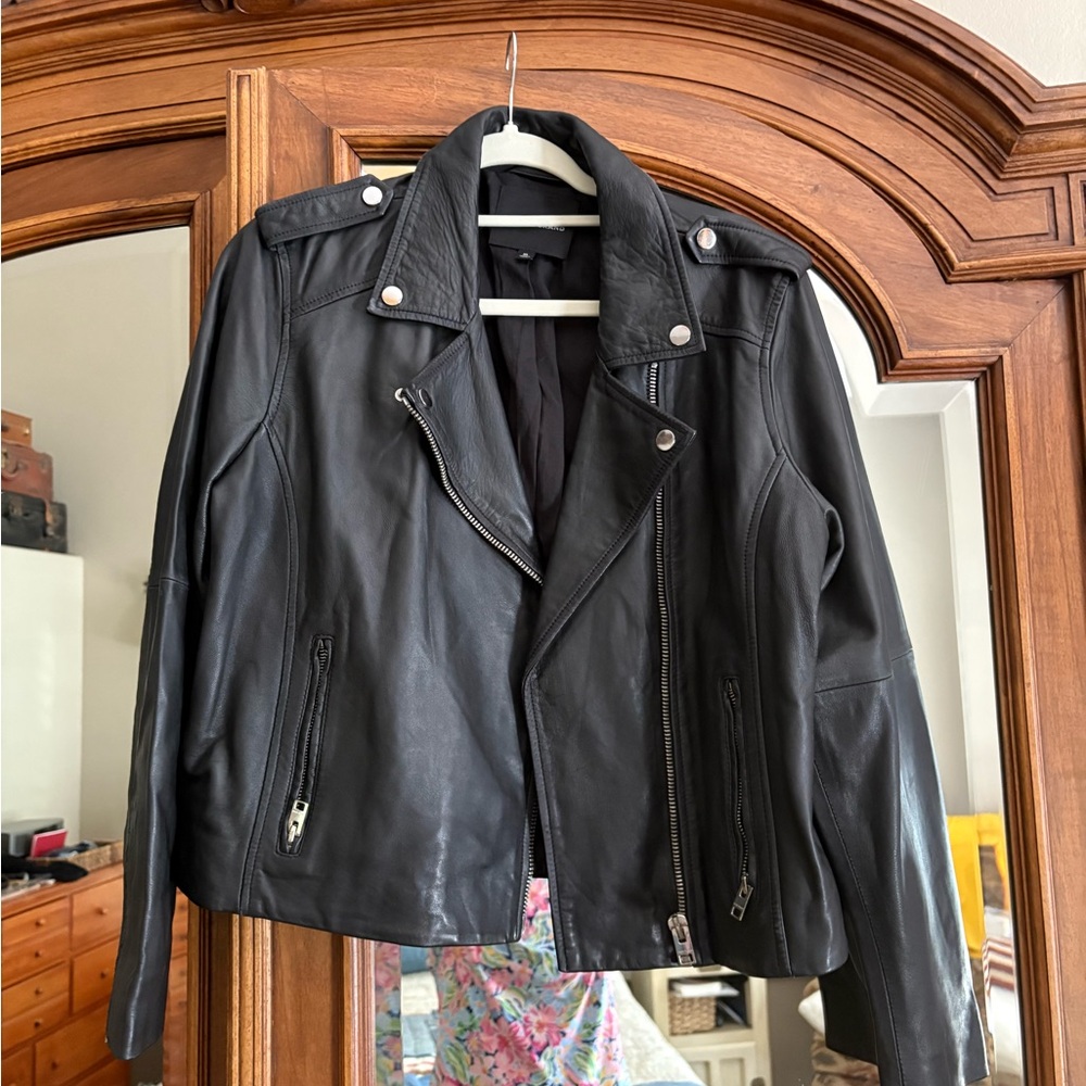 Michael Kors Brand Black Leather Moto Jacket - Picture 2 of 4